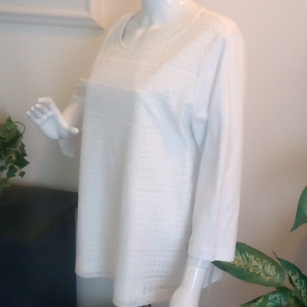 Plus-Size, Full-Figure White T-Shirt w/Overlay Lace In Front by Croft & Barrow